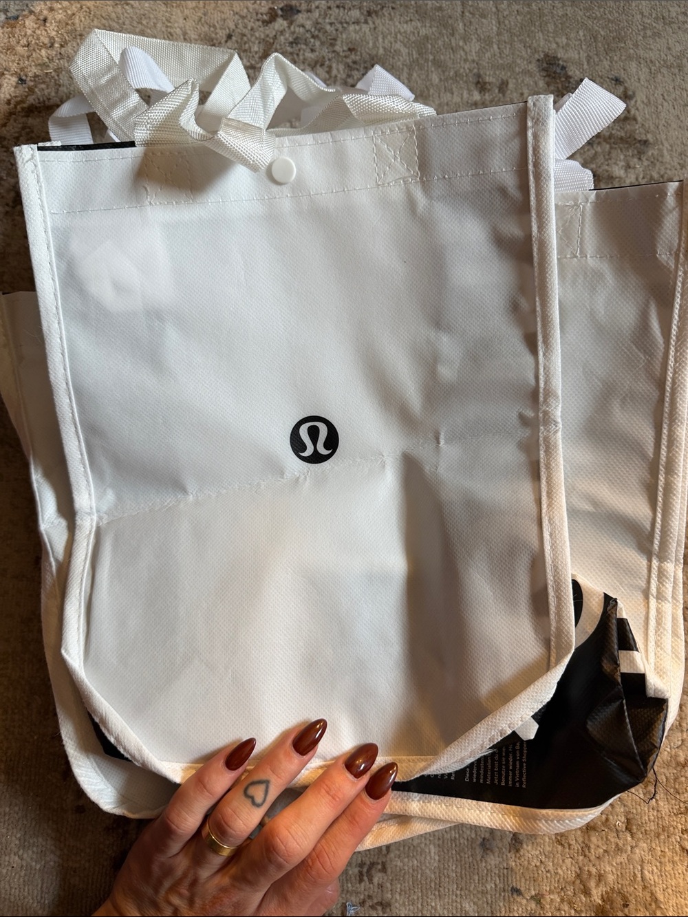 Bundle of 6 Lululemon Small Shopping Bag White & Black